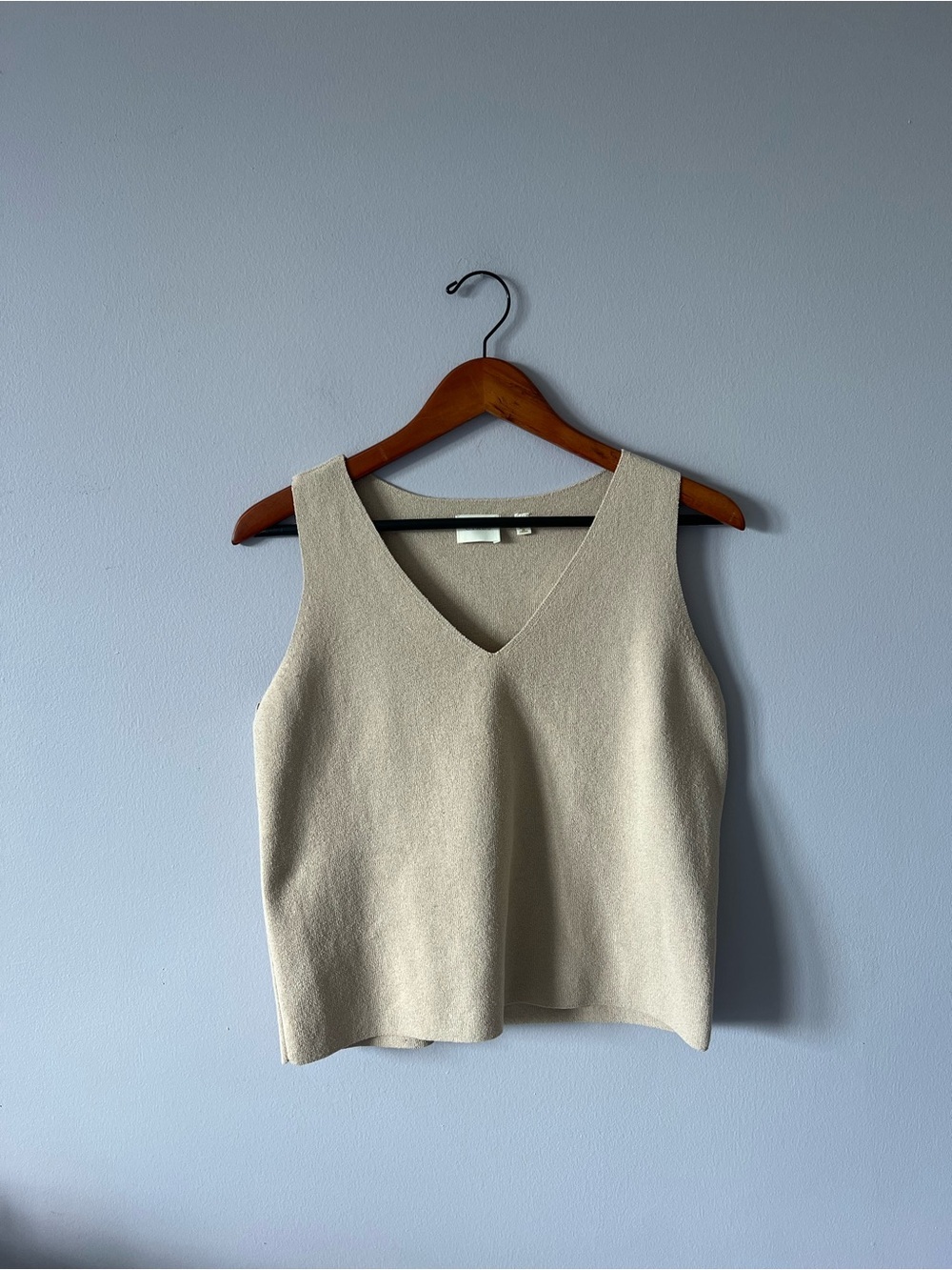 Cyrus Pinky Beige V-Neck Knit Tank Top